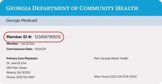 Medicaid ID Number example